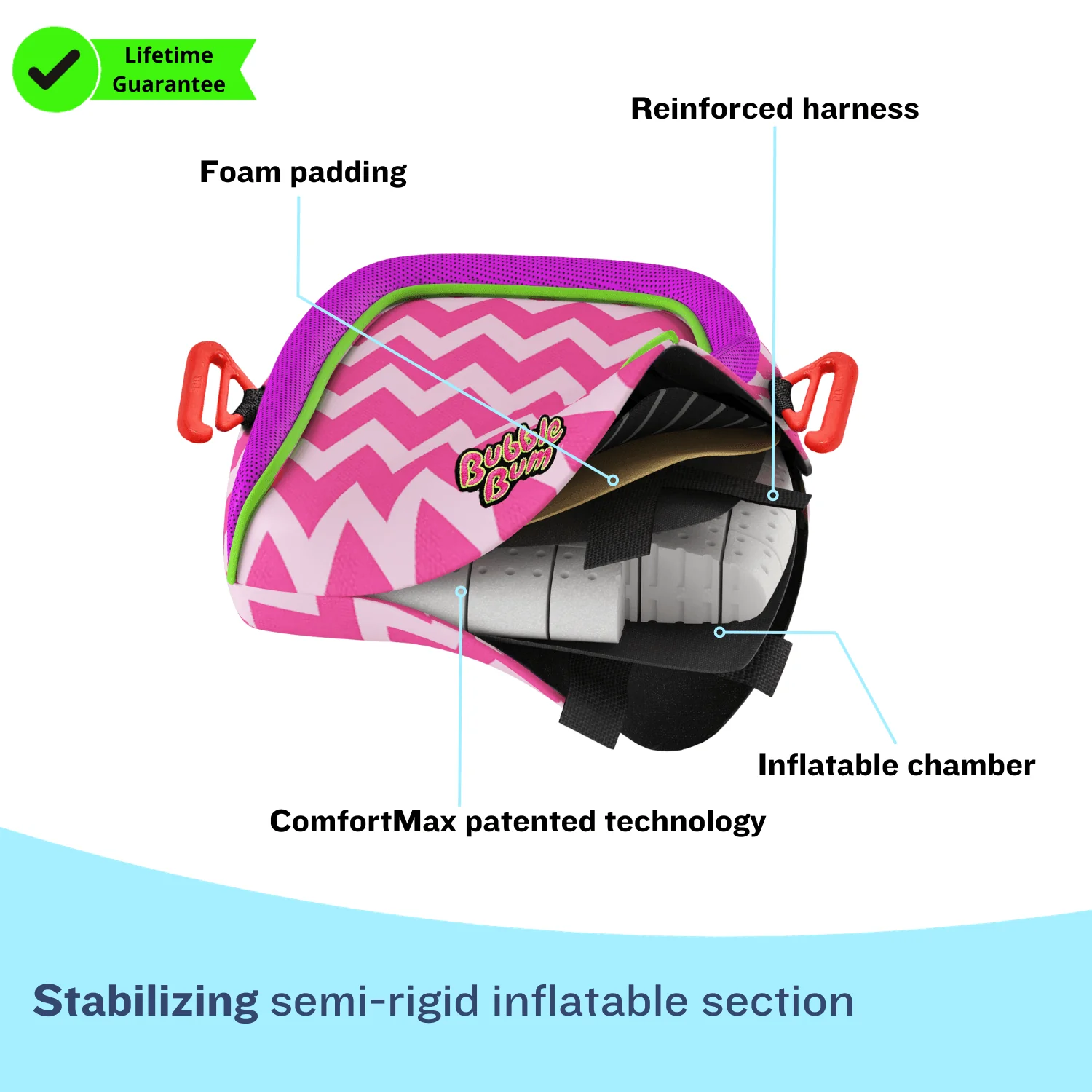 BubbleBum Inflatable Car Booster Seat - Travel Booster Seat - Pink Style ✔️ - Image 6
