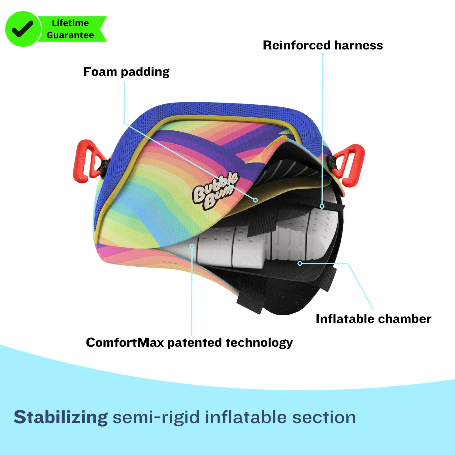 BubbleBum Inflatable Car Booster Seat - Travel Booster Seat - Rainbow Style ✔️ - Image 6
