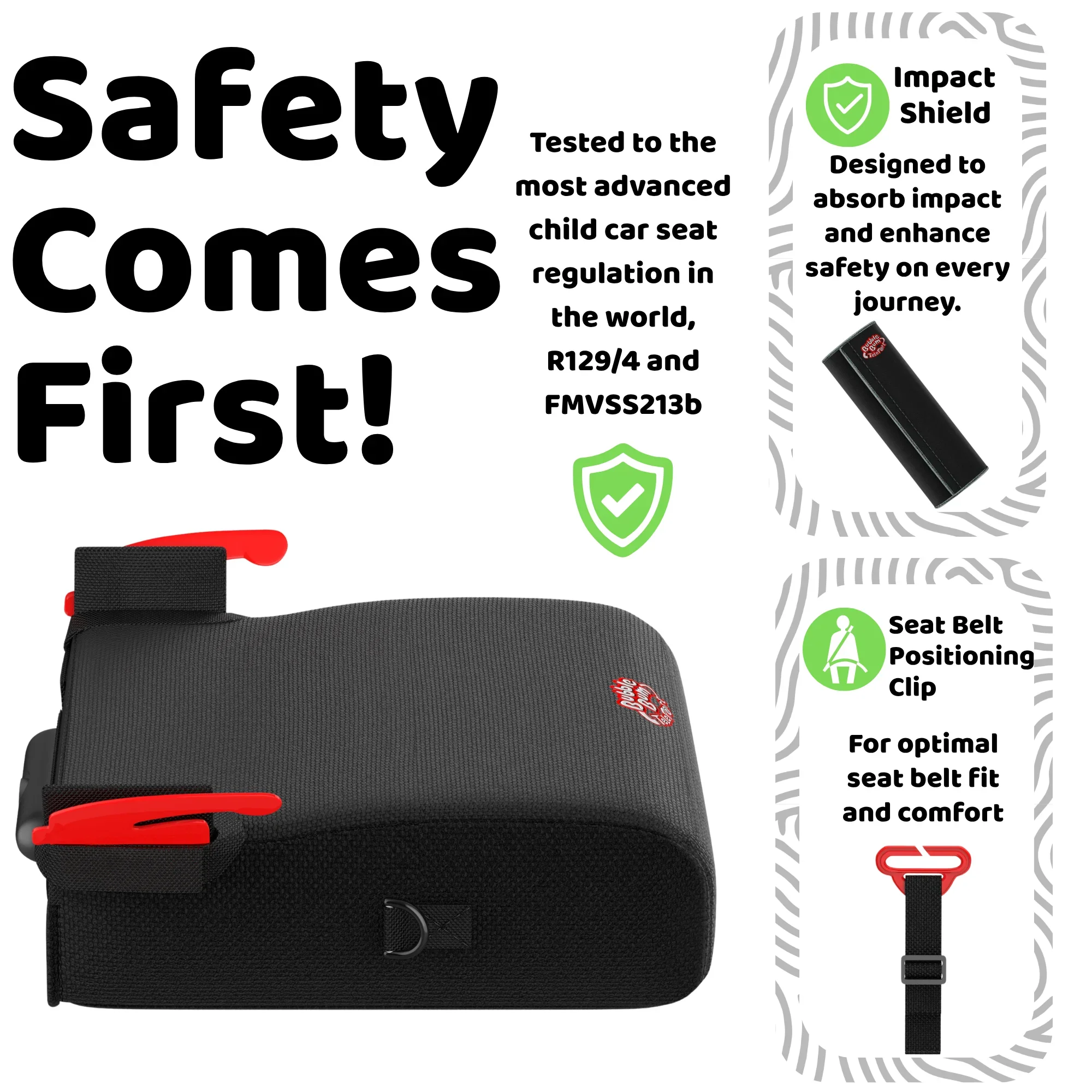 BubbleBum Teleport Backless Booster Car Seat, Kids Booster Seat for Car 40-100 lbs, Telescopic Portable Carseat, Ideal for Everyday Use and Foldable for Travel, - Black✔️ - Image 4